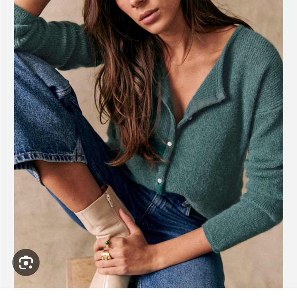 Sézane Teal Cardigan Sweater